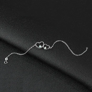 925 sterling srebra Bijela Vatreni opal narukvica u obliku srca lanac narukvica je podesiva Fine Jewelry poklon za žene (Lam Hub Fong)