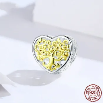CodeMonkey Drvo života srce Sahpe perle za žene izrada nakita zlatna boja 925 sterling srebra Šarm ženski nakit CMC1264