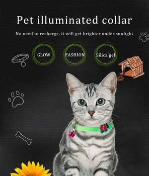 2020 Novi Sjajni Ogrlica Za Pse Anti-Loss Fluorescentno Silikon Ogrlica Za Mačke Ogrlica Sa Zvončićima Prsten Za Vrat Psa Dodatna Oprema Za Mačke