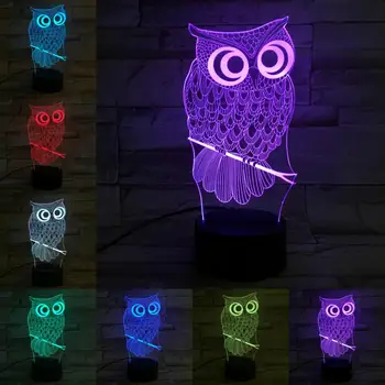 3D LED USB Owl Touch Remote Sleeping Animal Lamp Višebojni Night Light Home Deocration Luminaria Children Birthday Holiday Poklon