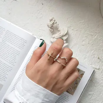 GHIDBK Dainty 925 sterling srebra kubni cirkonij siječe prsten Femme Chic minimalistički spoj V CZ prsten izjava geometrijski prsten