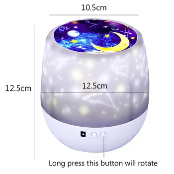 Šareni projektor zvjezdanog neba Night Light Rotation Starry Moon Night Lamp USB punjenje za poklon za Rođendan romantični dijete djeca