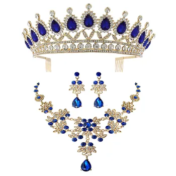 Barokne Crystal Vjenčanje Vjenčanje Nakit Setovi Tiaras Crown Naušnice I Ogrlica Nevjesta Žene Natječaj Prom Kit Nakit Ukrasi Za Kosu