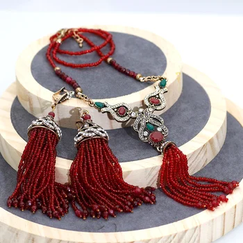 SUNSPICE MS Afrički perle komplet nakita Turski žene etnička vjenčanje duge kićankama lutaju naušnice cvijet Šarm ogrlica Bijoux