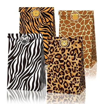 12 kom./compl. džungla ukras životinja nogu tiskanih poklon kutija Kraft-papirnate vrećice djeca safari rođendan dekor stranke candy poklon kutije