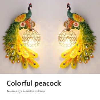 Zlatni paun moderan unutarnji svjetiljke led svjetla ukras za zidne lampe potkrovlje Luksuzni art deco životinja Crystal abažur