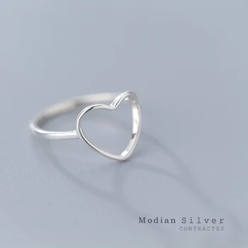 Модиан minimalistički выдалбливают srca prst prsten za žene čista srebra 925 besplatan veličine prstena moda nakita Bijoux