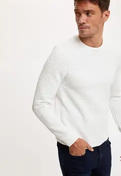 DeFacto jesen osoba pletene Slim Fit okrugli izrez glavni majica sportski izgled Dailywear dugi rukav toplo casual-R3381AZ20AU