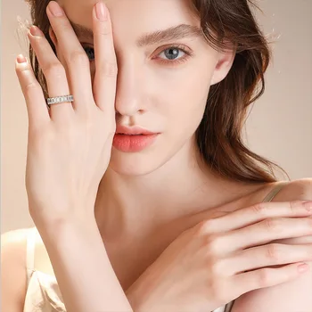 Vječnost Emerald cut Laboratorij dijamantni prsten original srebra 925 zaručnički prsten prsten za žene nakit poklon