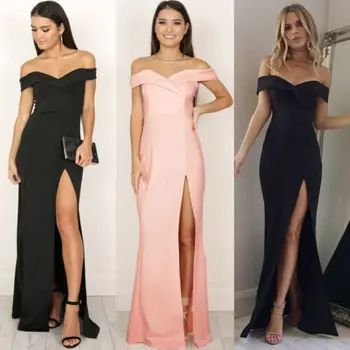 2019 New Sexy Evening Long Party Dress Women Off Shoulder Elegant Summer Holiday Beach Sexuality Dress Vestidos