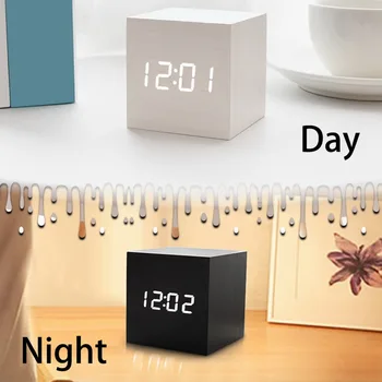 Starinski stil drvene led alarm kalendar za kućni ured stol e dječji sat Društvene digitalni sat kućni ukras