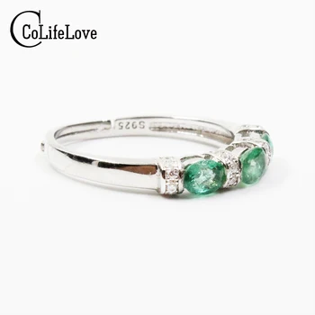 Klasični srebrni smaragd prsten 3 kom 3 mm * 4 mm prirodni smaragd prsten 925 sterling srebra smaragd nakit romantičan poklon za djevojke