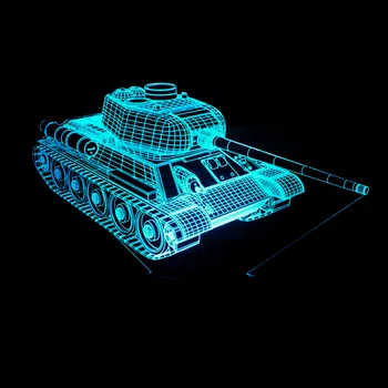 Novi tenk je oblik 3d lampa 7 šareni zaslon osjetljiv na daljinski upravljač, 3D noćno svjetlo Luminaria De Mesa Usb Led Led Night Light