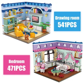 LOZ Mini Blocks Happy House Spavaća soba Dnevni boravak model gradivni blokovi dijamant figurice cigle edukativne igračke za djecu