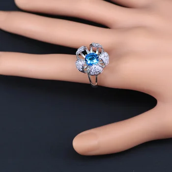Srebrnu boju novi dizajn 3D cvijet nebo plave austrijski Crystal White cirkonij nakit setovi narukvice nakit setovi