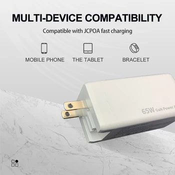 65W GaN USB Type C Quick Charger Universal 3 in 1 Power Interface Adapter for Smartphone Mobitele Travel Wall Charge Wire