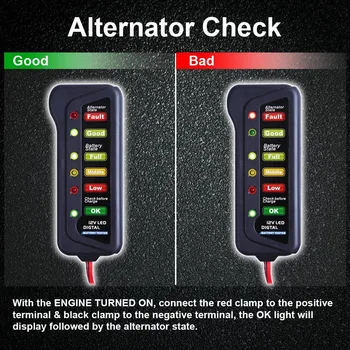 12V Car Battery & Alternator Tester - test za stanje baterije i punjenje alternatora (led)