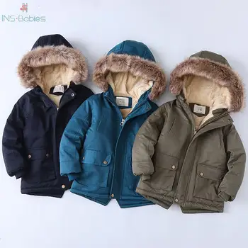 Zimska odjeća za dječake pliš dječji pamuk ватники s kapuljačom moda утолщенное kaput sa krznom za djecu od 4-8y jakne