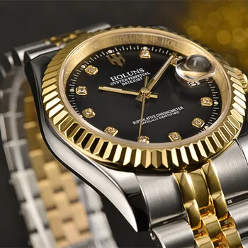 HOLUNS luksuzni brand classic gold men watch full steel Japan NH35A automatski mehanički sat sa автоподзаводом poslovne ručni sat