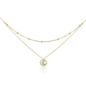 BISAER moda dvostruke slojeve zlatna boja sunce u krugu privjesak ogrlice za žene šik ogrlica ogrlica poklon za djevojčice GXN305