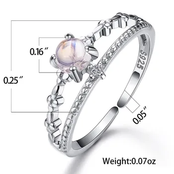 Lijepo Donje Mali Prsten Od Lunarne Kamena Ovom Čisto (Eng. Sterling) Srebro 925 Sterling Vjenčanje Podesiv Prsten Obećanje Ljubavi Vjenčano Prstenje Za Žene