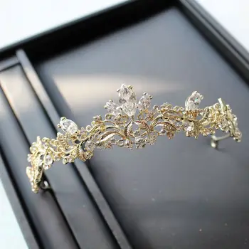 Svjetlo zlato male veličine Cirkon tijara nevjesta dijete tijara svadbeni nakit za kosu