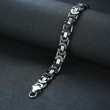 Vnox 11 mm stana bizantski karika lanca narukvice za muškarce crna od nehrđajućeg čelika punk-rock gothic muške narukvice nakit