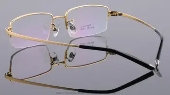 Čisti titan muškarci polovica rimless zlatne rimless za naočale, luksuzni naočale za kratkovidnost Rx je u stanju visoke kvalitete