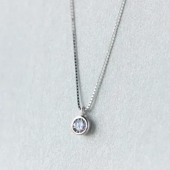 WANTME Trendy Round Pave CZ Box Chain privjesak ogrlice za žene sada 925 sterling srebra Party vjenčanje nakit pribor