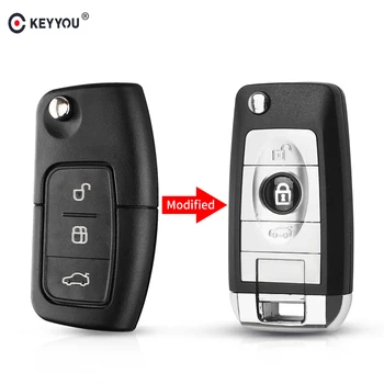 KEYYOU 3 Button Modified Flip Folding Remote Car Key Shell Case Fob za Ford Focus, Fiesta Mk C Max K HU101 Blade
