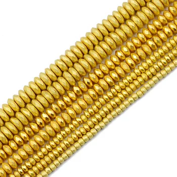 JHNBY mat zlato izbrušena stana cijele hematit kamen 3/4/6/8 mm odstojnik Šarm slobodan perle za izradu nakita Diy pribor