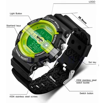 SANDA Digital Sports Watch Men Chronograph muški ručni sat vodootporan crni remen za sat gospodo vojne Женевские kvarcni satovi &50