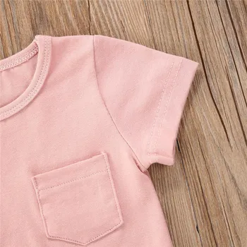Vruće prodaju Baby Boy ljetnim setove casual odjeće novorođenčadi djevojke kratkih rukava džep pulover top majica+konce kratke hlacice 1-6Y