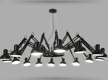 Crno bijeli starinski pauk željezna luster industrijska metalna stropne lampe za unutrašnje dekoracije