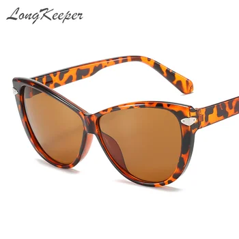 LongKeeper Marka Cat Eye sunčane naočale Žene 2021 luksuzni stari Leopard Black Sun naočale vozač naočale UV400 Oculos Feminino