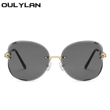Oulylan sunčane naočale rimless žene 2021 brand dizajn bez okvira za rezanje leće, sunčane naočale ženske stare sive, ružičaste naočale UV400