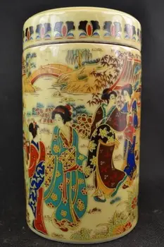 Fin kineski stari коллекционный porculan ručni rad, slikano s japanskim udovica veliki lonac tea Caddy