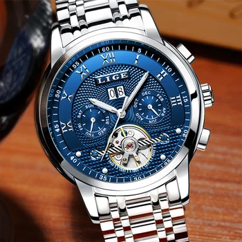 New 2020 LIGE Brand Watch Men Top Luxury Automatic Mechanical Watch Men Stainless Steel Clock Business Watches Relogio Masculino