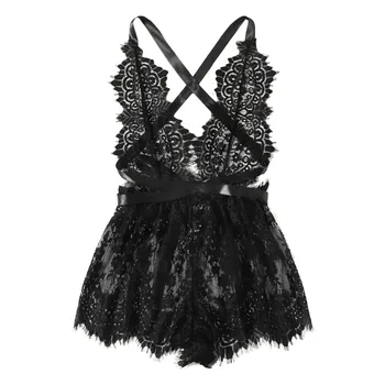 Ženska seksualna пижама haljinu s dubokim V izrez cijeli пижама crna haljina пижама topla rasprodaja 2020