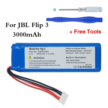 OHD kvalitetne baterije GSP872693 za JBL flip flip 3 3 siva GSP872693 P763098 03 3.7 v 3000 mah + alata