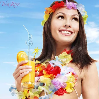 FENGRISE 50 kom. Luau Havajski cvijet leis umjetno cvijeće гирлянда ogrlica neobične haljine za vjenčanje nakit Sretan Rođendan