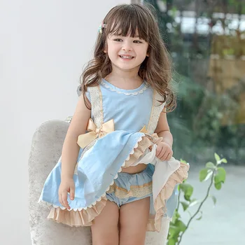 Dječji španjolski haljine djeca princeza odjeća za djevojke 2020 Novi Dan Rođenja haljini od čipke luk girl butik haljine