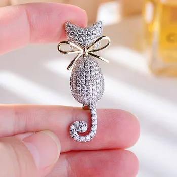 OKILY slatka ljubimci nakit pribor za žene AAA Cirkon mačka broš Klinac moda Kitty broš 2021 obiteljski božićni poklon
