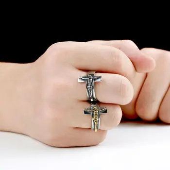 Muška moda križ Isus prsten moto party steampunk cool srebrna boja prstena gospodo prsten biciklist prstenje nakit pribor