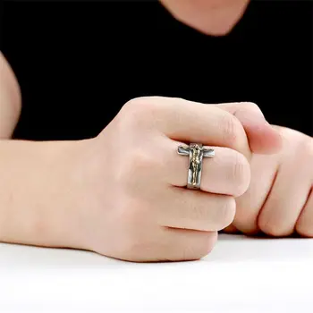 Muška moda križ Isus prsten moto party steampunk cool srebrna boja prstena gospodo prsten biciklist prstenje nakit pribor