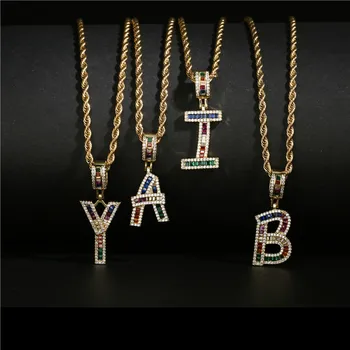 Rainbow boja AAA+ CZ izjava osnovno Ogrlica za muškarce žene Zlatna konop, lanac hip-hop pismo ogrlica punk nakit veleprodaja