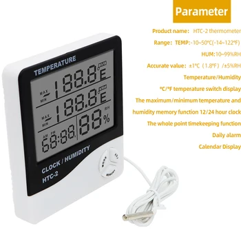 HTC-2 Digitalni mjerač vlage tester temperature hygrometer termometar alarm vremenska stanica s LCD zaslonom popust od 20%