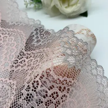 3y/lot širina 23.50 cm val pink silver rub stretch čipke, ukrasi za odjeću pribor za šivanje haljina oblog odijelo držači tkiva