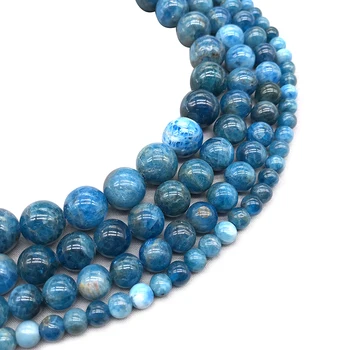 Prirodni plavi ocean Апатит dragulj morskog sedimenta kamen cijele slobodne perle 6 8 10 12 mm Diy narukvica za izradu nakita