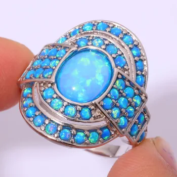 CiNily Vintage plave Vatreni opal prsten s kamenom посеребренная luksuz veliki Češka BOHO ljeto koktel potpuno bejeweled